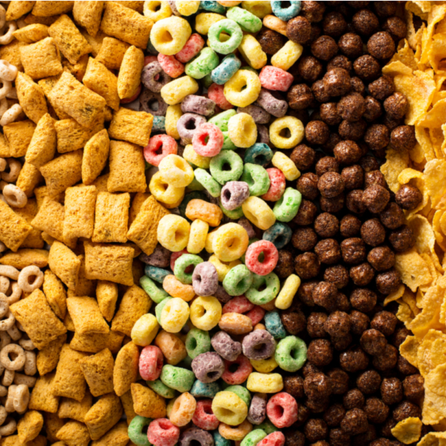 various sugary breakfast cereals