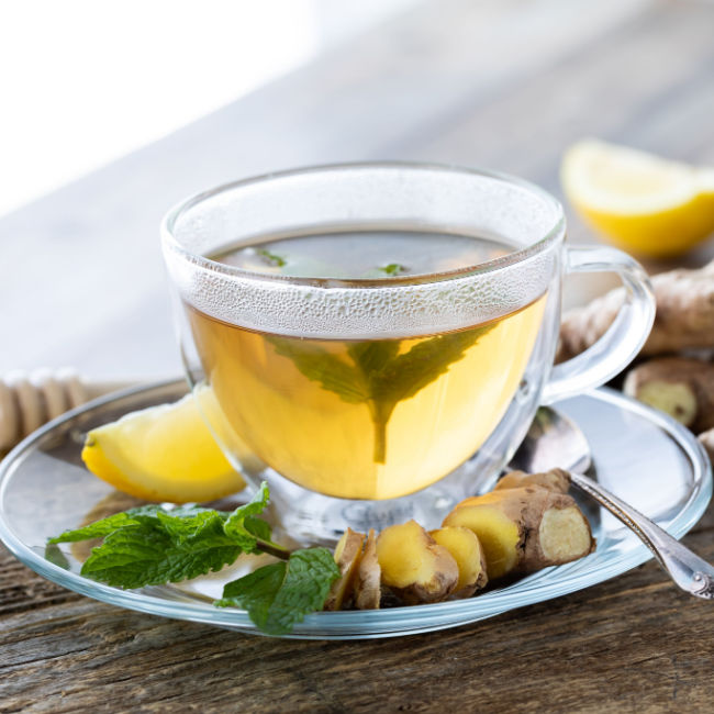 ginger tea in glass cup