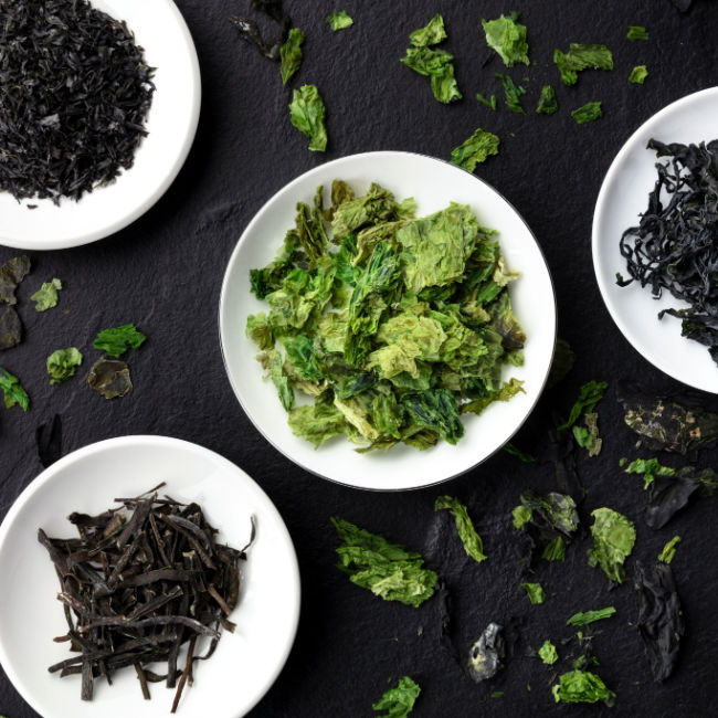 various plates of seaweed