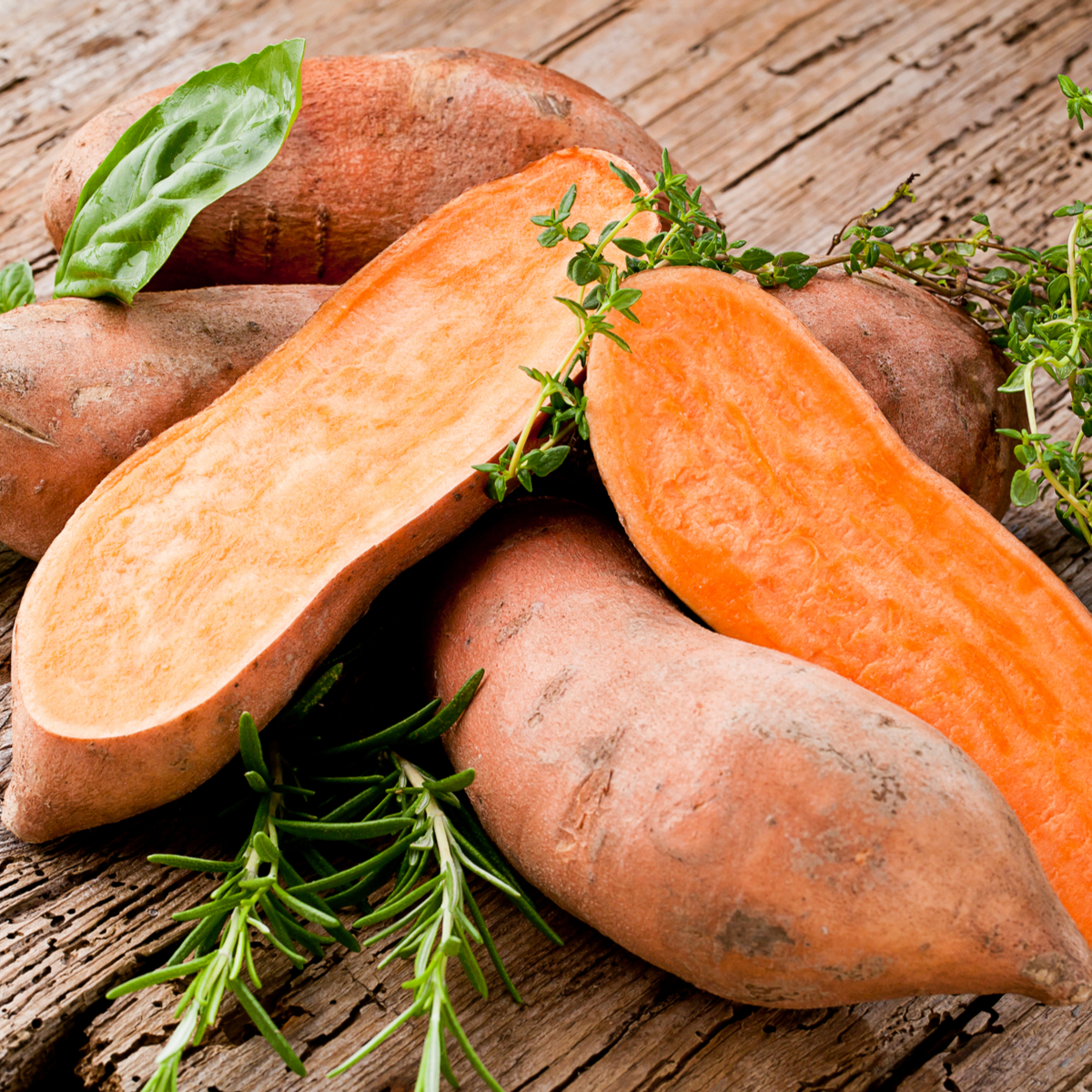 halved sweet potatoes