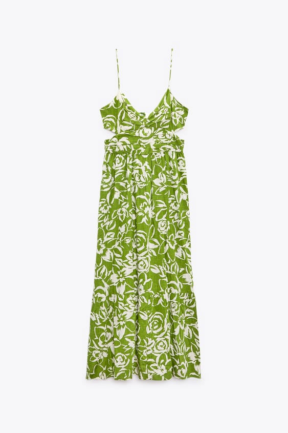 Zara Cutout Printed Midi Dress