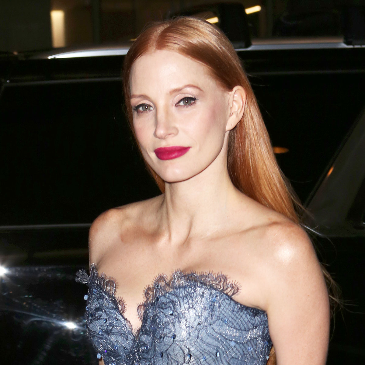 Jessica Chastain With Louis Vuitton's Capucines PM Bag in New York