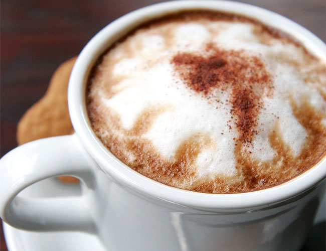 cappuccino topped with cinnamon