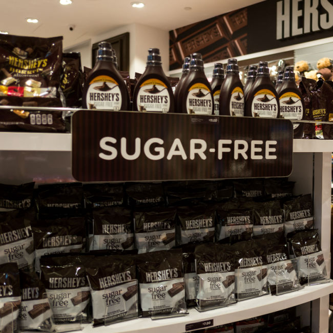 sugar-free hersheys chocolate display in store