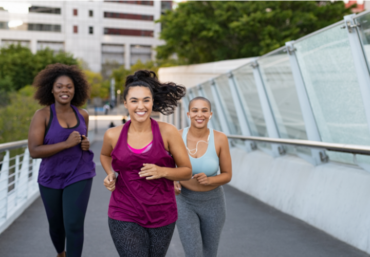 Women running.