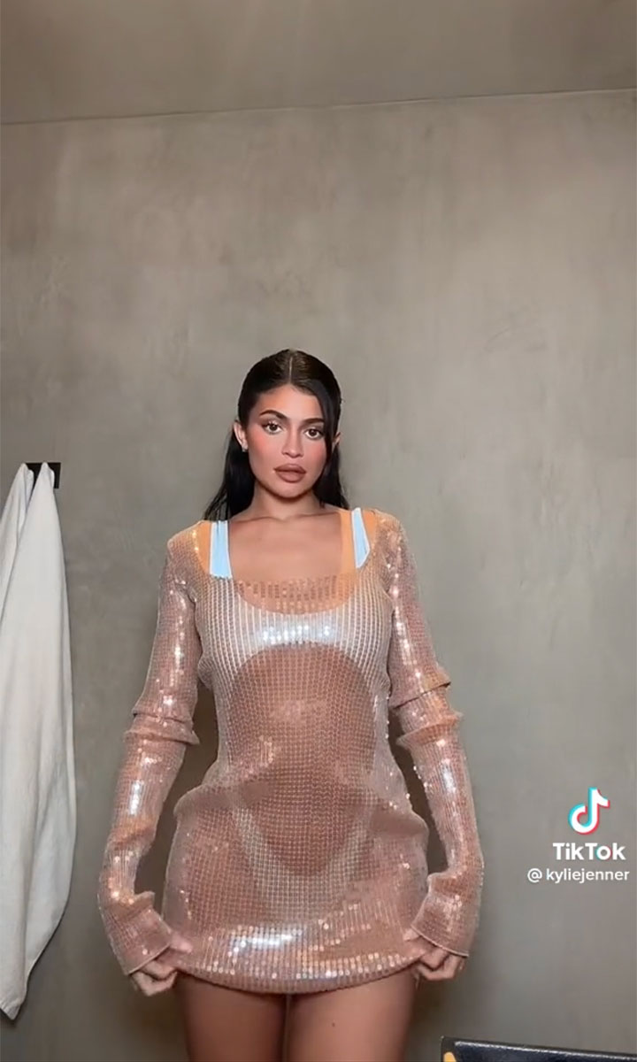 Kylie Jenner flashes skin in Louis Vuitton monokini and scarf