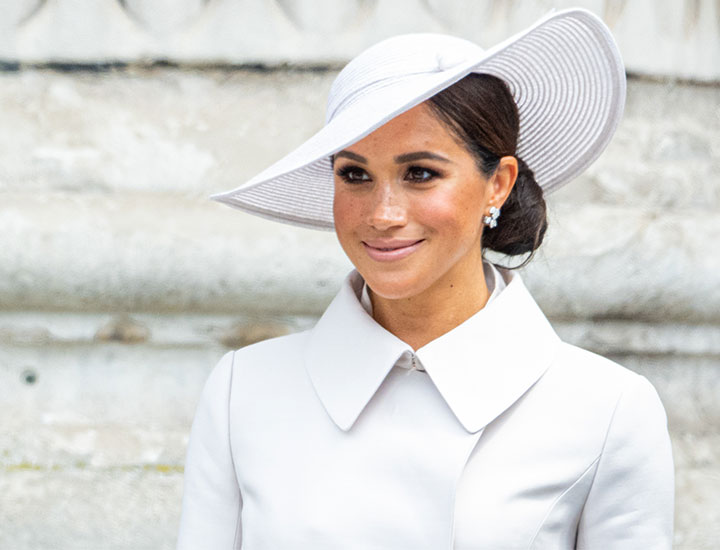 Meghan Markle white coat white hat