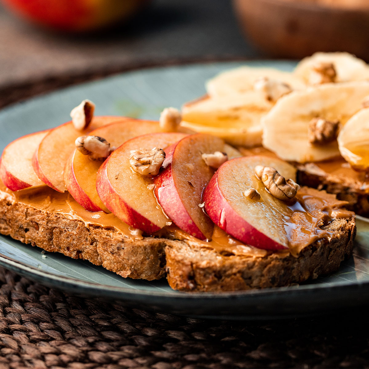 apples on peanut butter toast