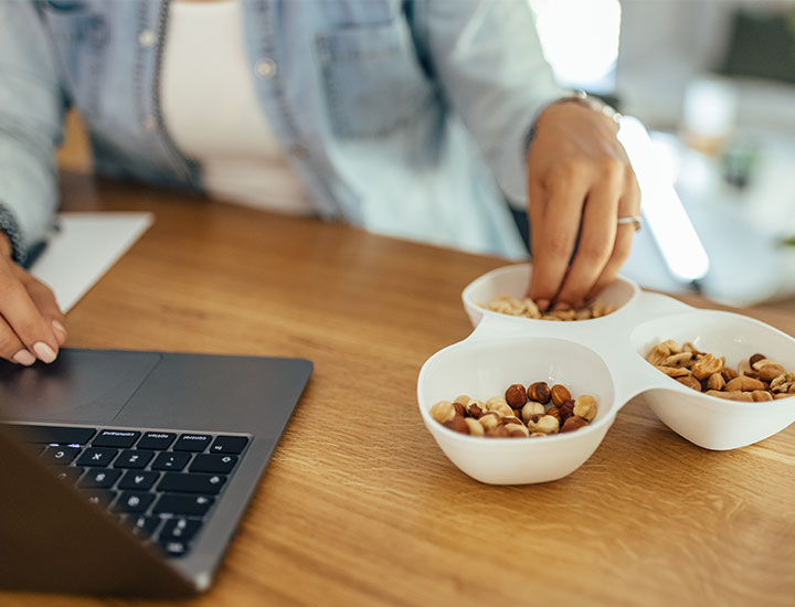 Snacking on nuts.