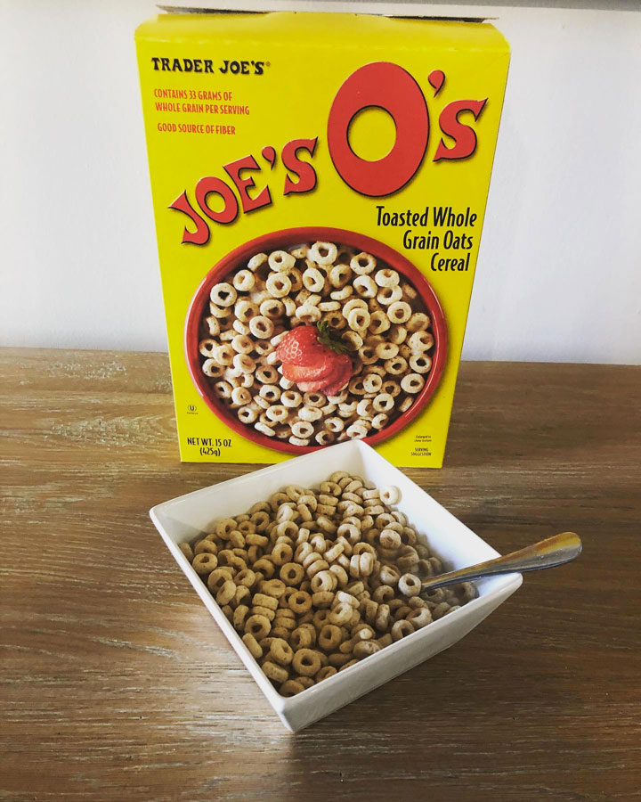 bowl of trader joe's joe's o's