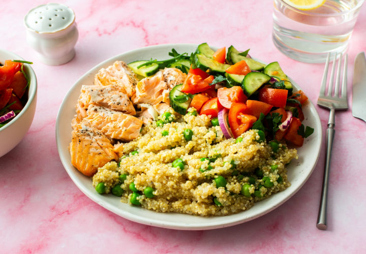 Salmon and quinoa.