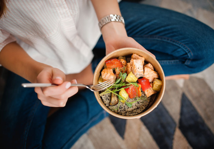 Woman eating.