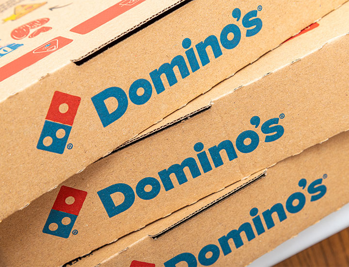 Domino's pizza boxes.