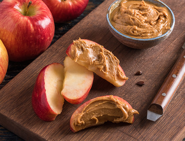 Apple slices with nut butter.