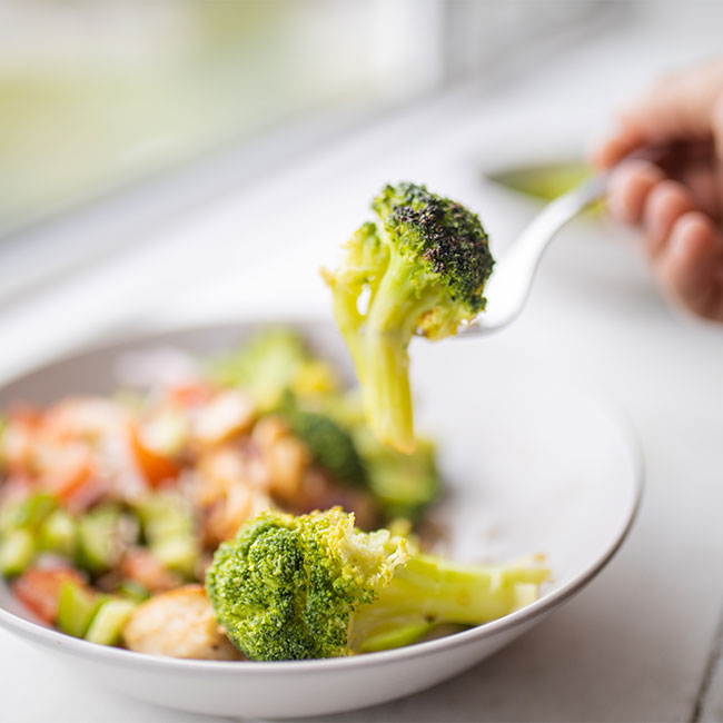 broccoli on fork