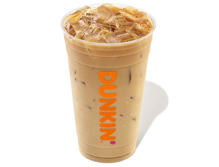 Cup of Butter Pecan Swirl-flavored iced coffee from Dunkin'