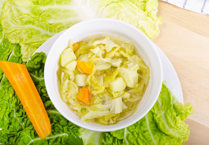 Cabbage soup on a table