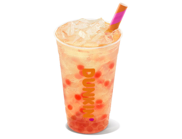 Strawberry popping bubbles from Dunkin'