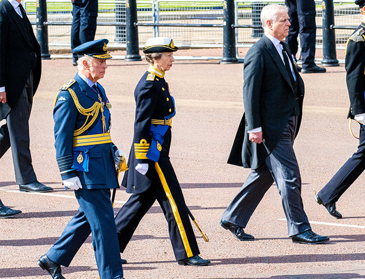 Prince Andrew and King Charles at Queen Elizabeth II's funeral
