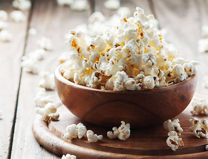Bowl of plain popcorn