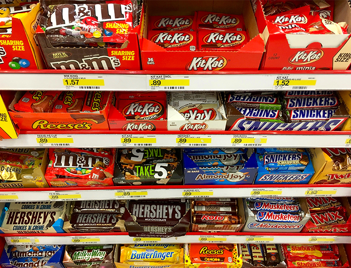 Candy bar shelf