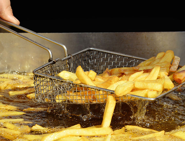 Deep frying french fries