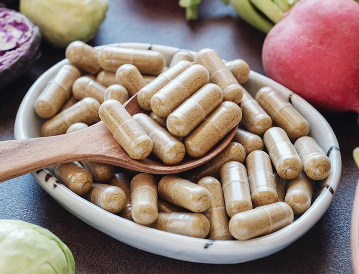 Fiber supplements in a bowl