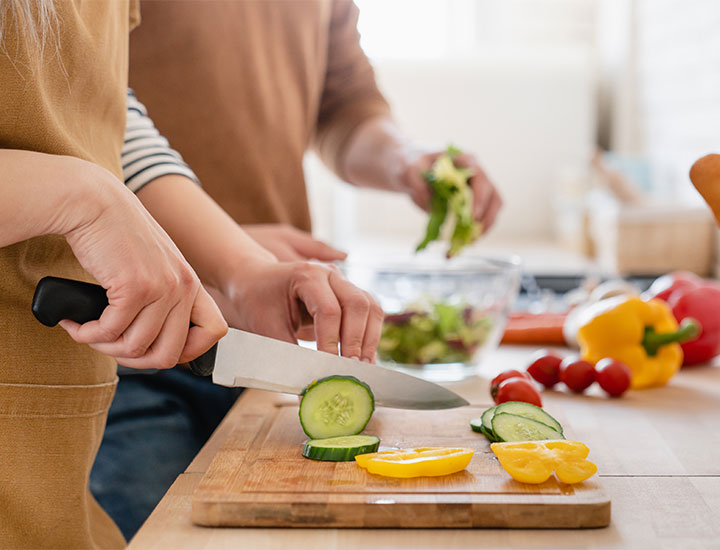 Woman prepares a healthy meal