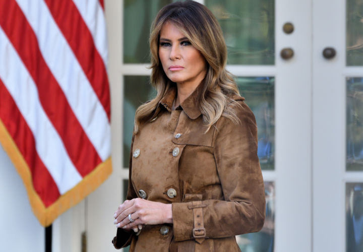 Melania Trump in front of the White House