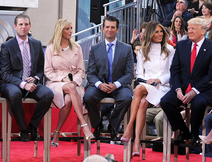 Donald Trump with children Ivanka, Don Jr., and Eric