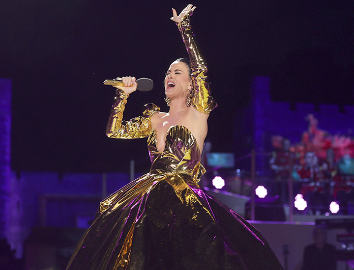 Katy Perry performs on stage during King Charles' coronation concert