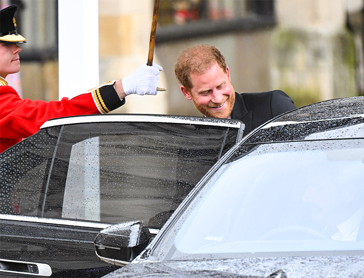 Prince Harry leaving King Charles' coronation