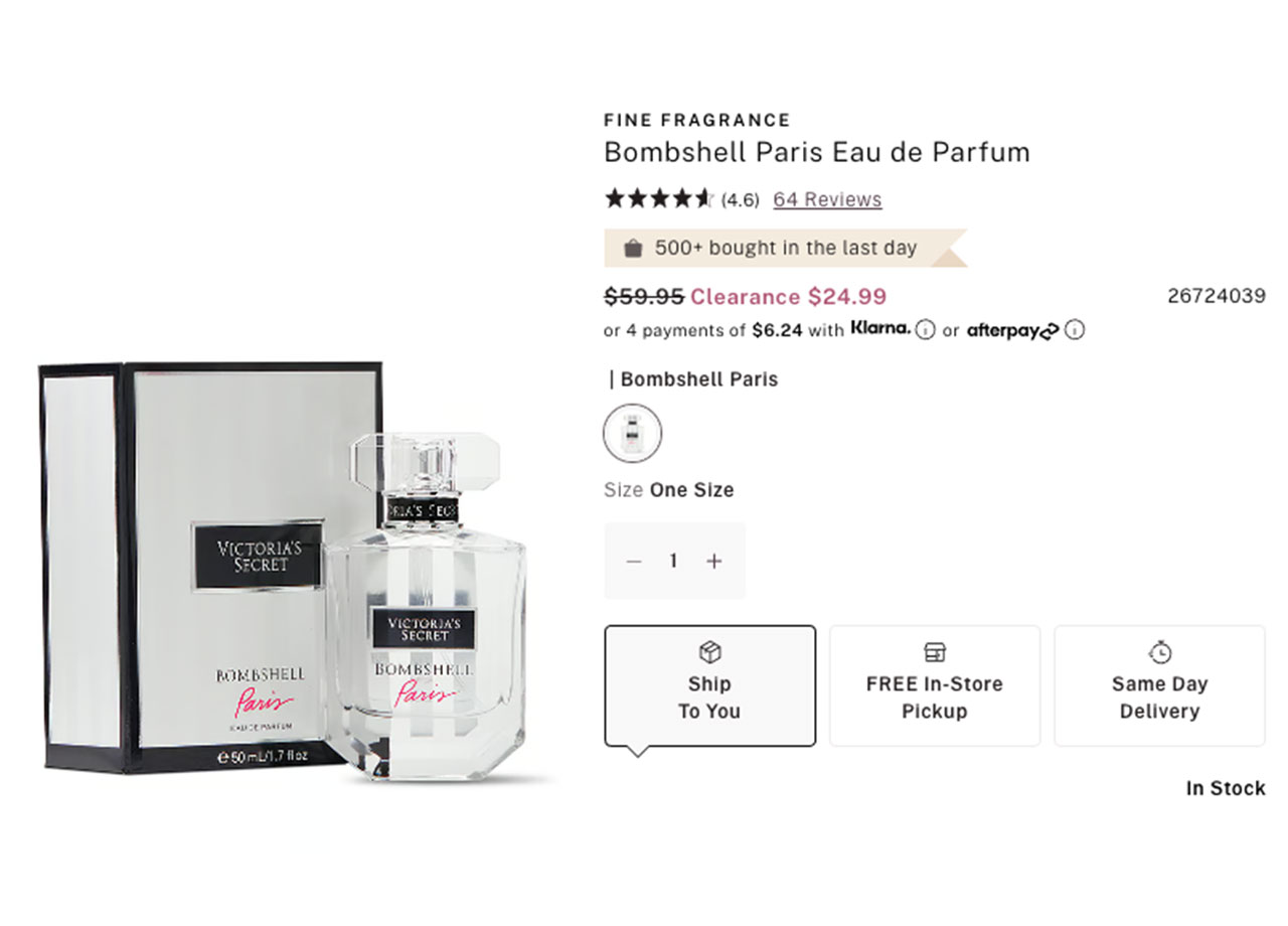 Victoria's Secret Bombshell Paris eau de parfum sale