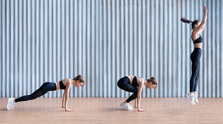 Woman doing burpees