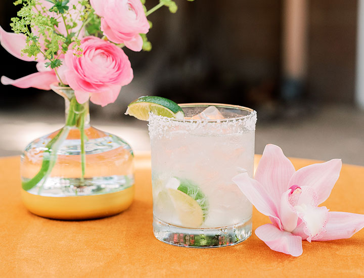 Pink drink at guest table