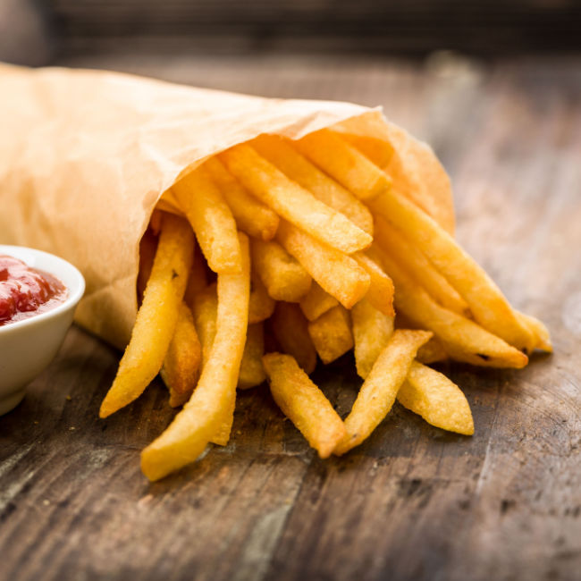 potatoes wrapped in brown paper