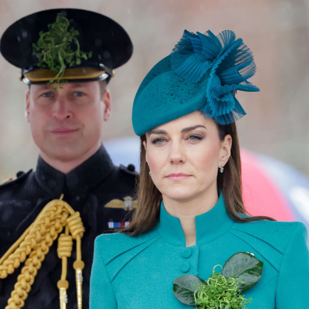 prince william royal attire blue hat suit kate middleton teal hat matching long-sleeved top