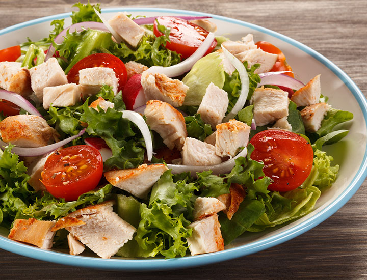 Salad with diced chicken