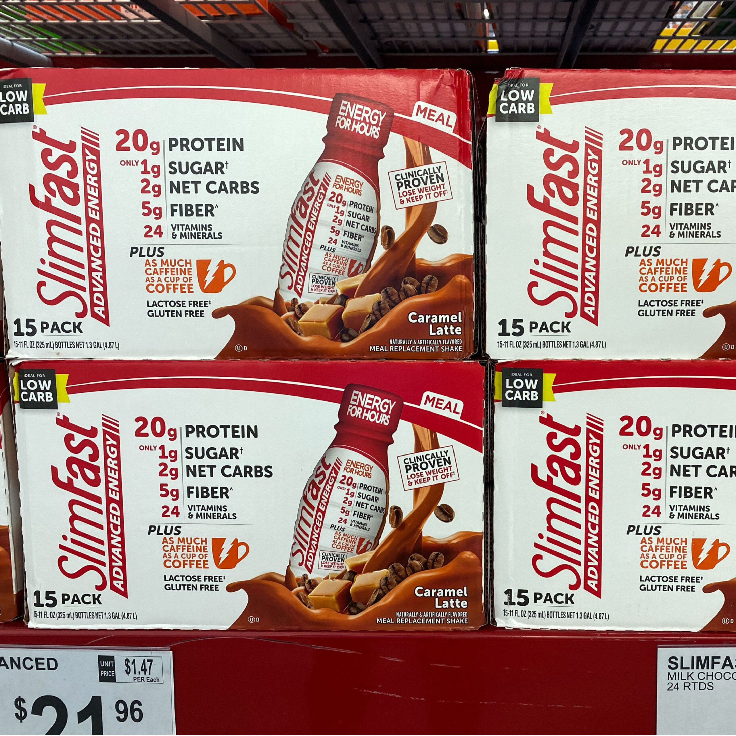 boxes of slimfast shakes at store