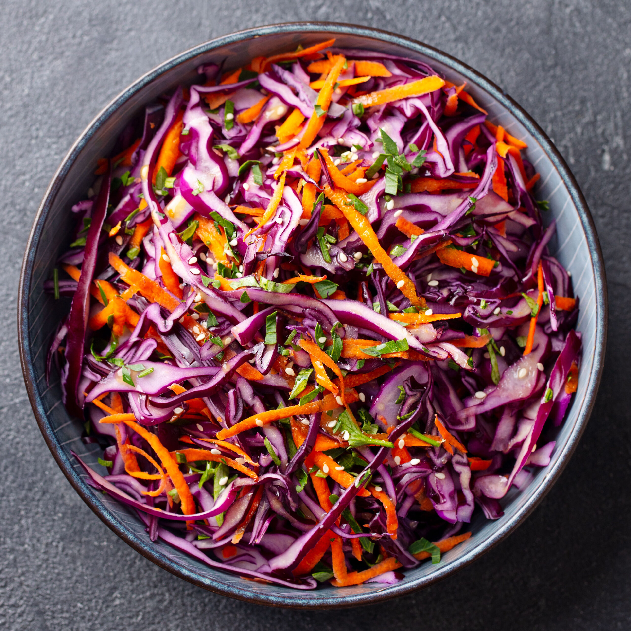 vegetable slaw with red cabbage and carrots