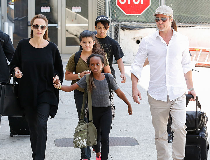 Angelina Jolie and Brad Pitt in 2014 with their children