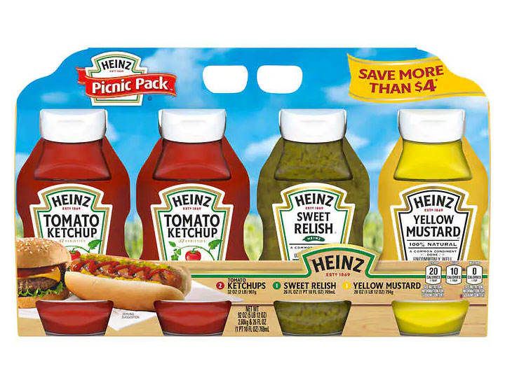 Costco Heinz Ketchup Relish and Mustard 4 count Grill Pack