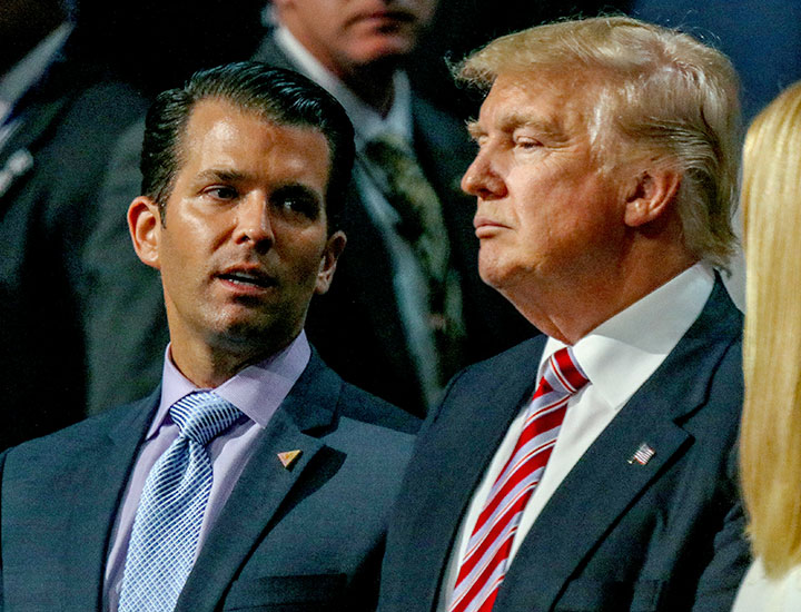 Donald Trump Jr. with Donald Trump at the 2016 Republican National Convention