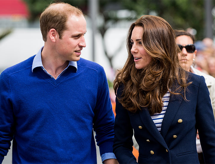 Prince William and Kate Middleton in blue outfits