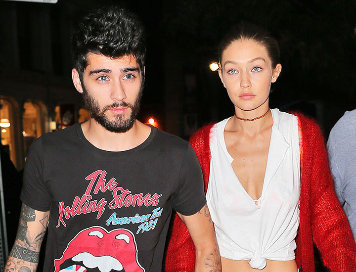 Zayn Malik holds Gigi Hadid's hand as they walk back to their apartment in New York, 2016