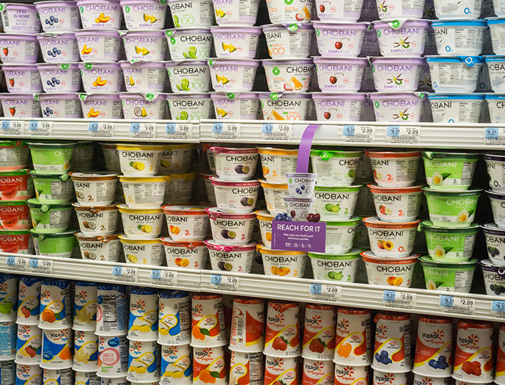 Flavored sugary yogurts