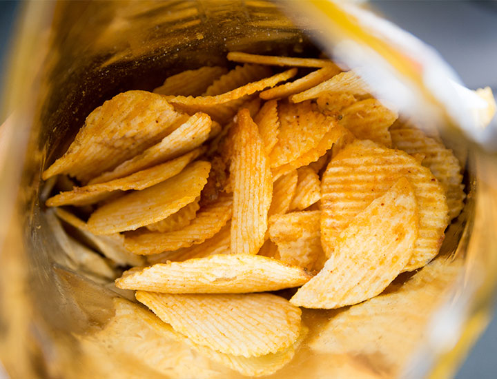 inside a bag of potato chips