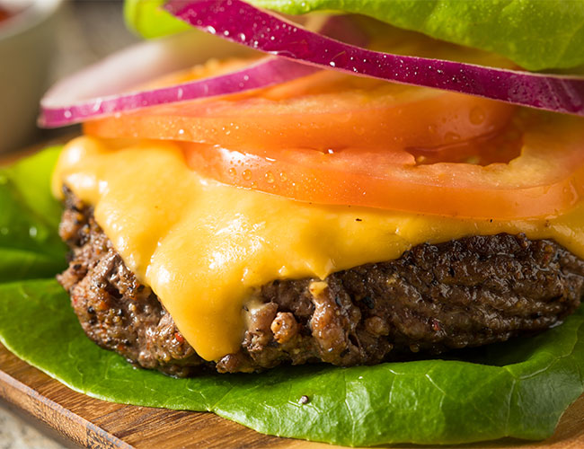 lettuce-wrapped cheeseburger