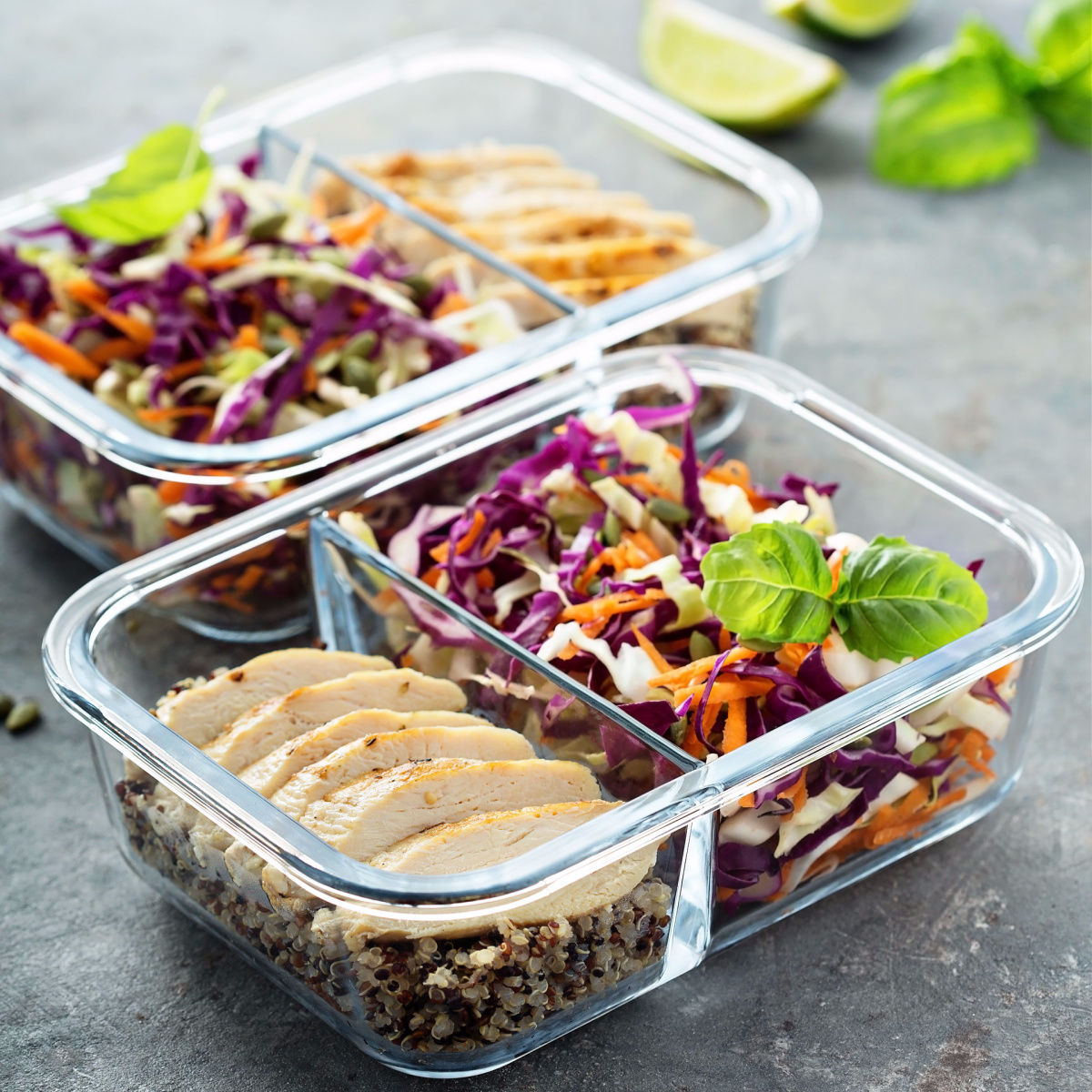 meal prepping clear containers food tacos