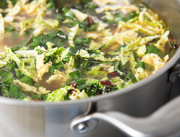 Pot of cabbage soup cooking